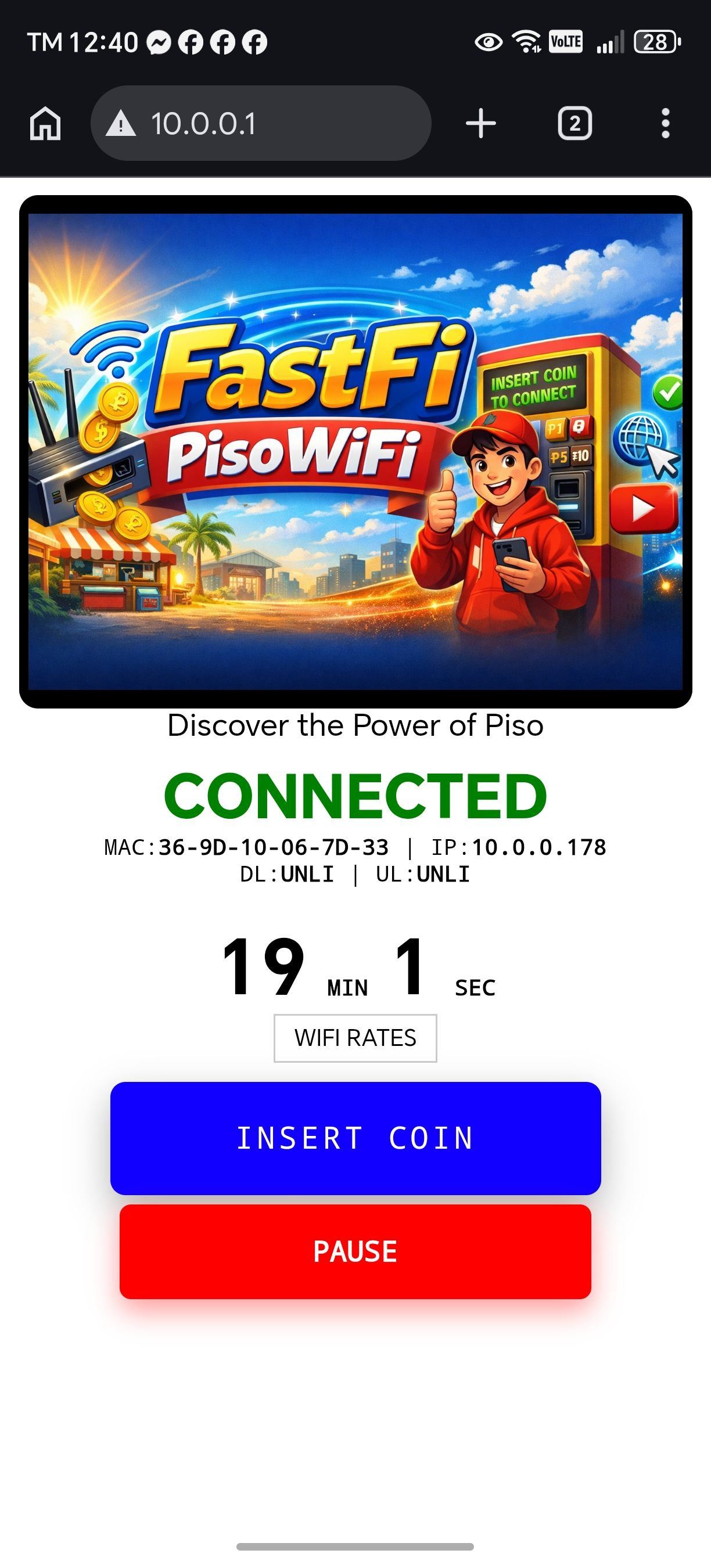 FastFi Mobile Captive Portal